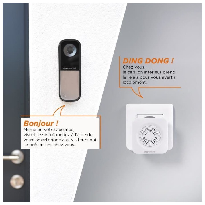 SCS SENTINEL SONNETTE CONNECTEE FILAIRE ET CARILLON SANS FIL VisioBell
