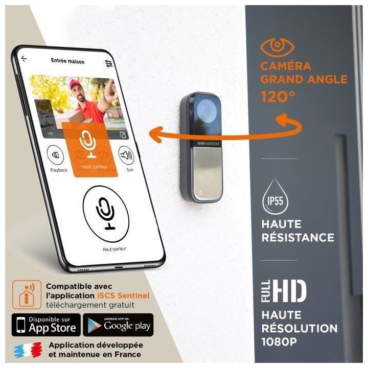 SCS SENTINEL SONNETTE CONNECTEE FILAIRE ET CARILLON SANS FIL VisioBell