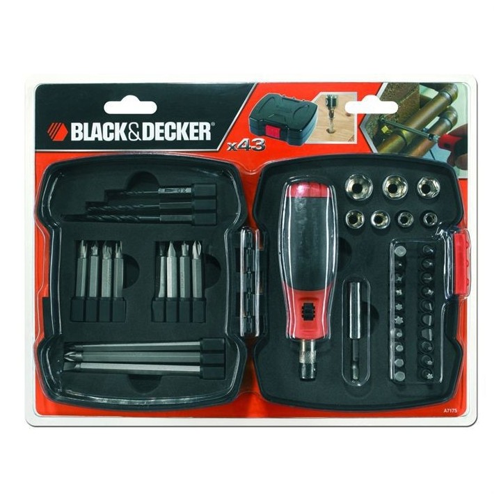 Coffret Tournevis a cliquet manuel avec embouts (43 pieces) BLACK+DECK