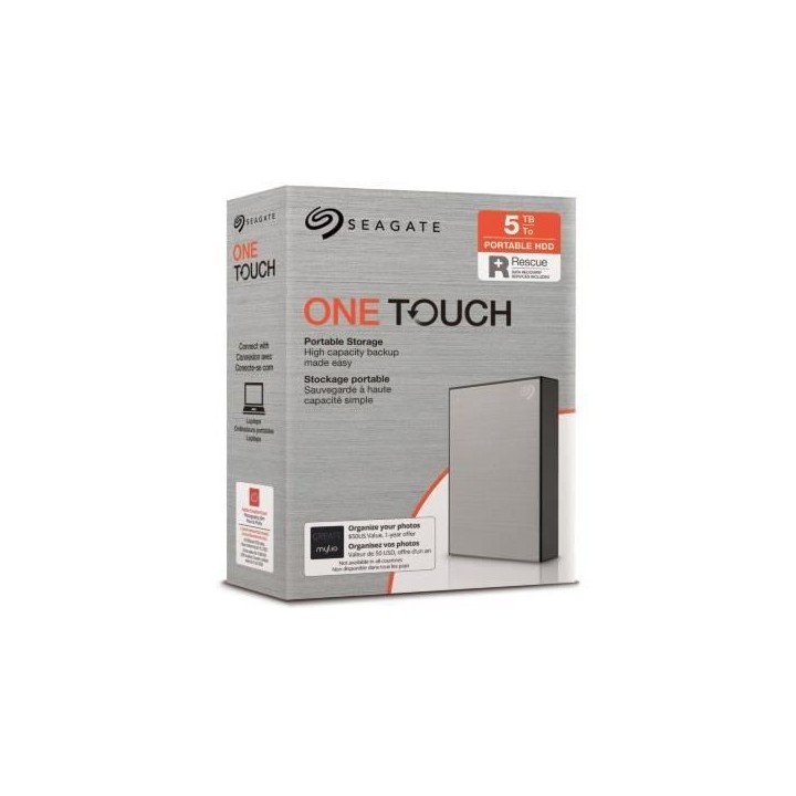 SEAGATE - Disque Dur Externe - One Touch HDD - 5To - USB 3.0 - Gris (S