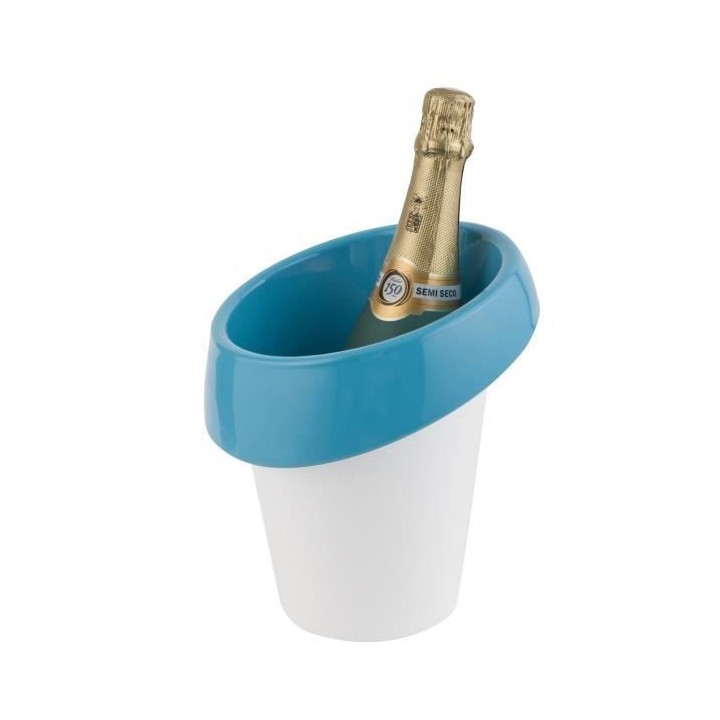 Seau a glace Icewave - ABS laqué - Blanc / Bleu - Pour 1 bouteille