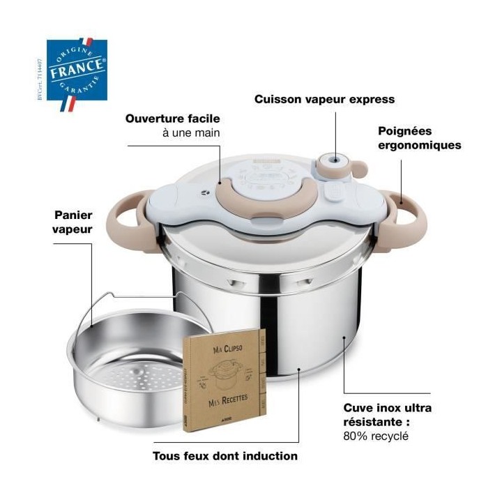SEB P4624871 Clipso Minut Eco Respect Cocotte-minute 7,5L, Autocuiseur