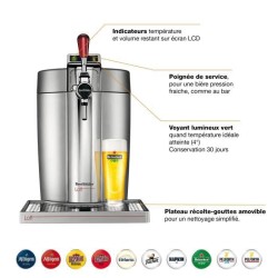 KRUPS BEERTENDER VB700E00 Loft Edition Machine a biere pression, Tireuse a biere, Pompe a biere, Fût 5L, Indic. LED, Silver/Chr