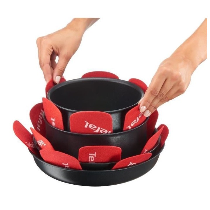 TEFAL Set de 4 protecteurs de poele K2203004 38x36x1cm rouge