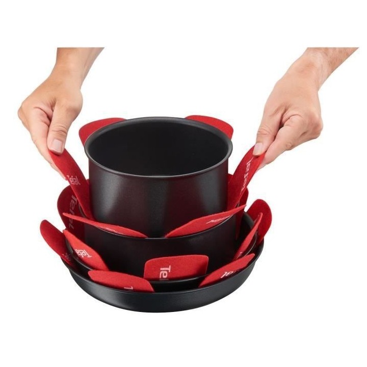 TEFAL Set de 4 protecteurs de poele K2203004 38x36x1cm rouge