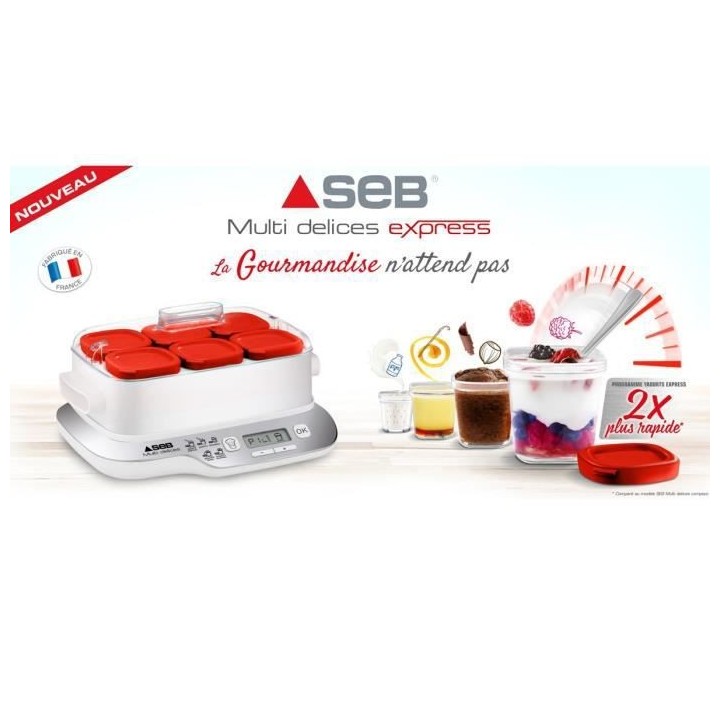 SEB YG660100 Yaourtiere Multidélices Express Compact - 5 modes - 6 po