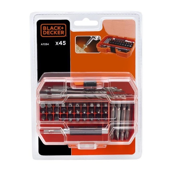 Black & Decker Coffret 45 pieces Accessoires perçage et vissage Foret