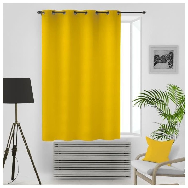 SOLEIL D'OCRE Rideau occultant a oeillets - 135x180 cm - Jaune
