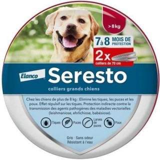 Seresto Chien Collier Anti-Puces et Anti-Tiques +8kg 2 unités