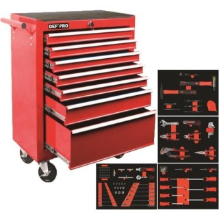 DEFPRO Servante d'atelier SERV588 7 tiroirs + 188 Outils et Embouts -