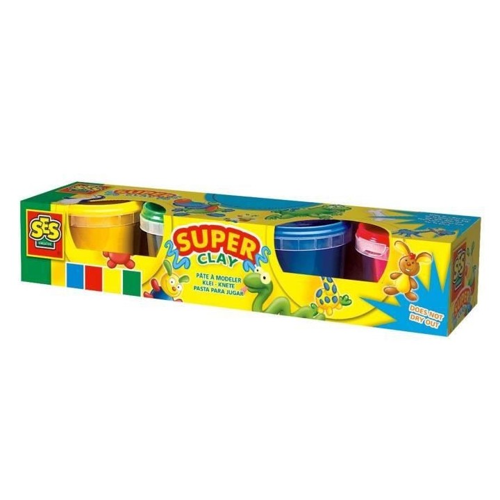 SES CREATIVE Lot de 4 pâtes a modeler - 90g