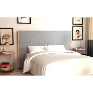 Tete de lit CALUA - Chene massif - Tissu Gris - 165x120 cm