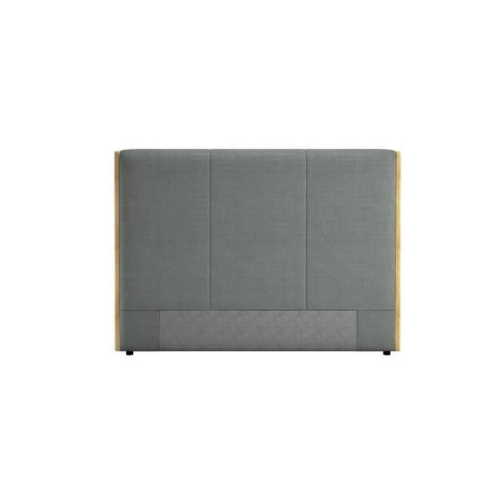 Tete de lit CALUA - Chene massif - Tissu Gris - 165x120 cm