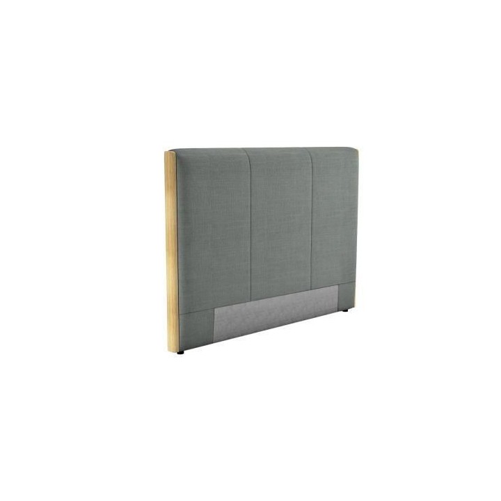 Tete de lit CALUA - Chene massif - Tissu Gris - 165x120 cm