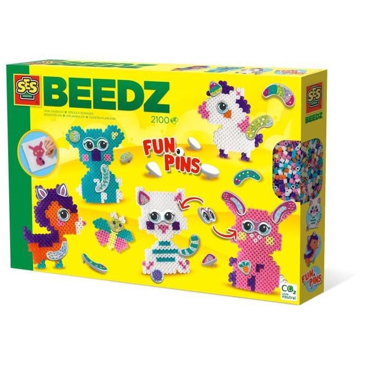 SES CREATIVE - Perles a repasser - Animaux a paillettes FunPins