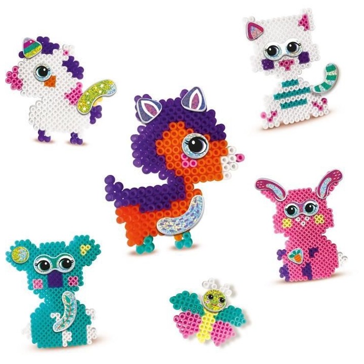 SES CREATIVE - Perles a repasser - Animaux a paillettes FunPins
