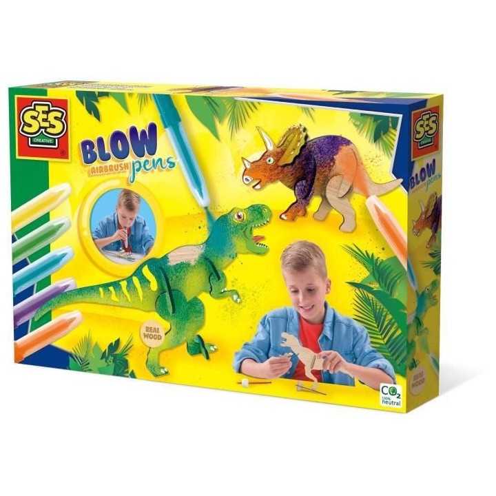 SES CREATIVE - Blow airbrush pens - Dinosaures
