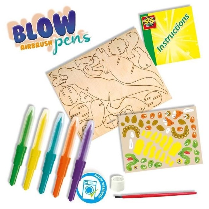 SES CREATIVE - Blow airbrush pens - Dinosaures