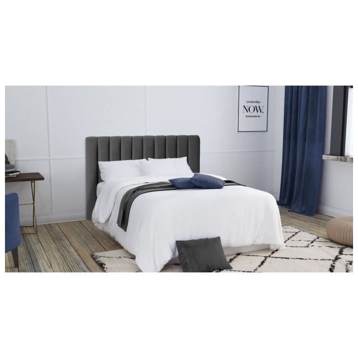 Tete de lit BEDY - Velours Gris - 110x160 cm