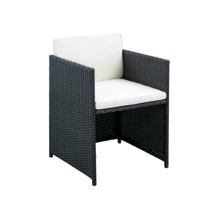 Salon de jardin en résine tressée noire avec cousins - 4 personnes -