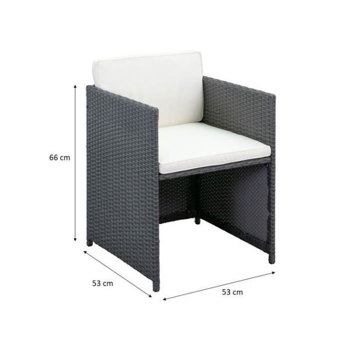 Ensemble salle a manger de jardin en rotin avec coussins - 8 personnes