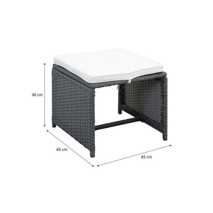 Ensemble salle a manger de jardin en rotin avec coussins - 8 personnes