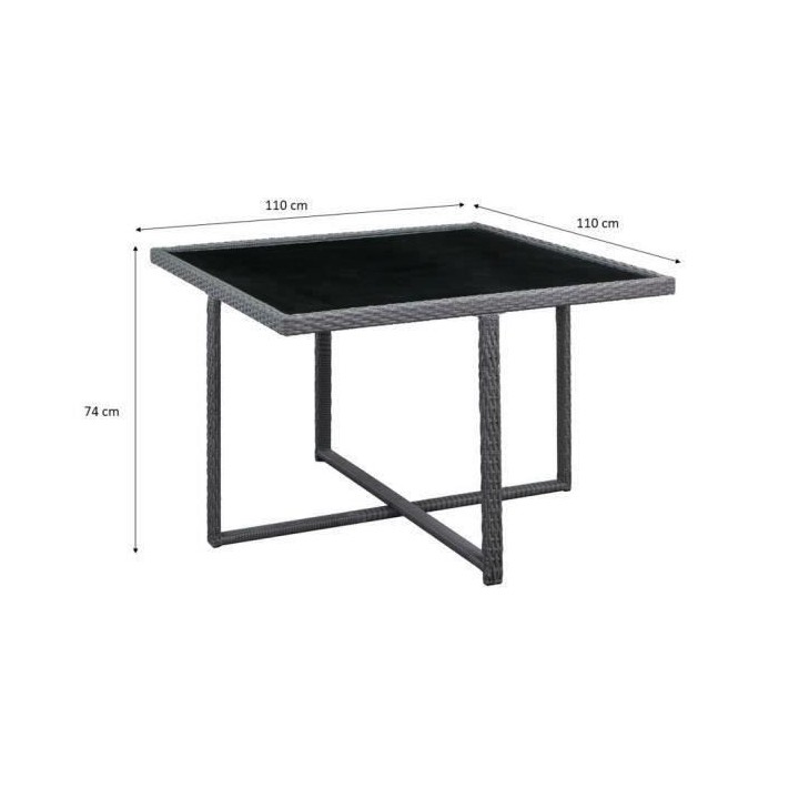 Ensemble salle a manger de jardin en rotin avec coussins - 8 personnes