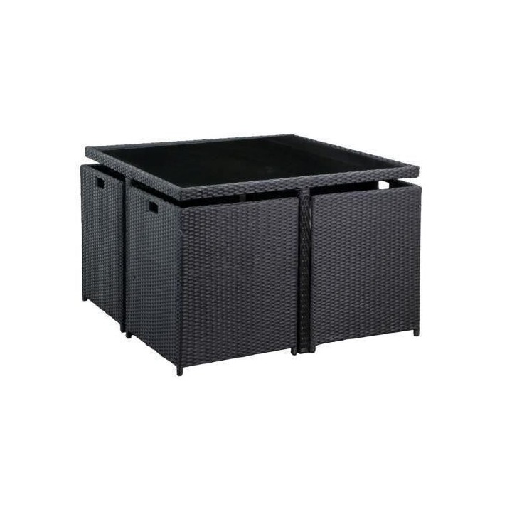 Ensemble salle a manger de jardin en rotin avec coussins - 8 personnes