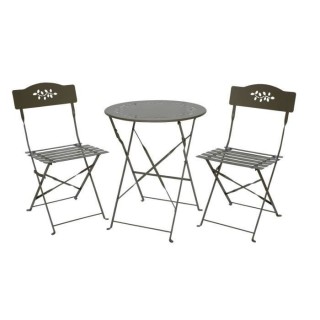 Set bistrot 2 personnes - Table ronde 60 cm + 2 chaises - Acier thermo