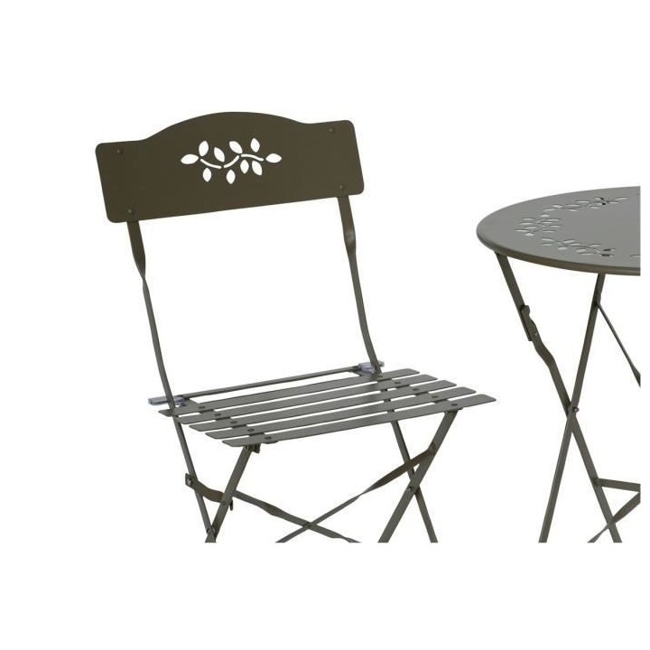 Set bistrot 2 personnes - Table ronde 60 cm + 2 chaises - Acier thermo