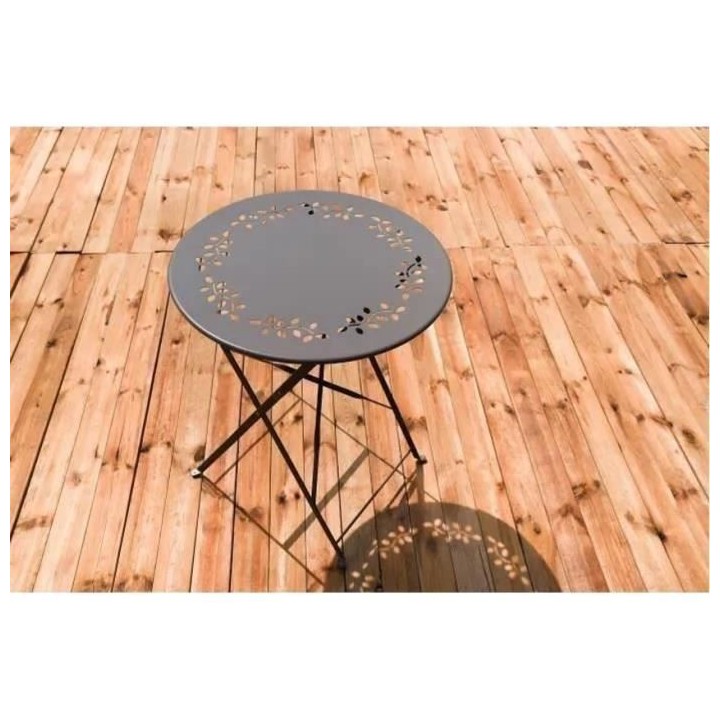 Set bistrot 2 personnes - Table ronde 60 cm + 2 chaises - Acier thermo