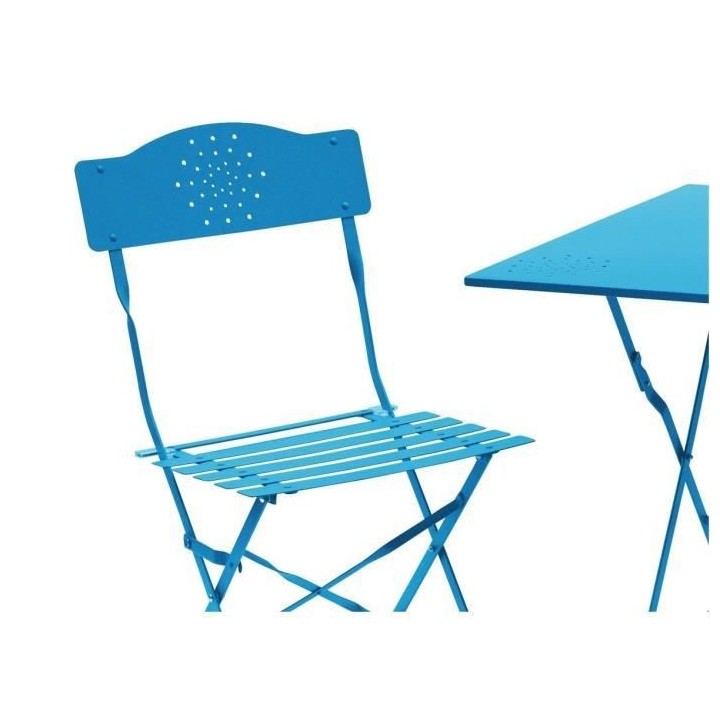 Set bistrot 2 personnes - Table 70x70 cm + 2 chaises - Acier thermolaq