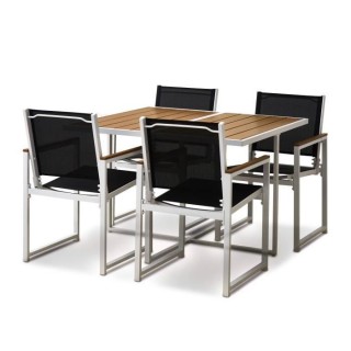 Ensemble repas je jardin 4 personnes - Table 110x110 cm - Aluminium et