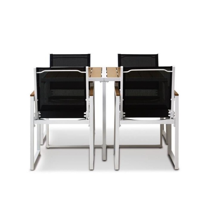 Ensemble repas je jardin 4 personnes - Table 110x110 cm - Aluminium et