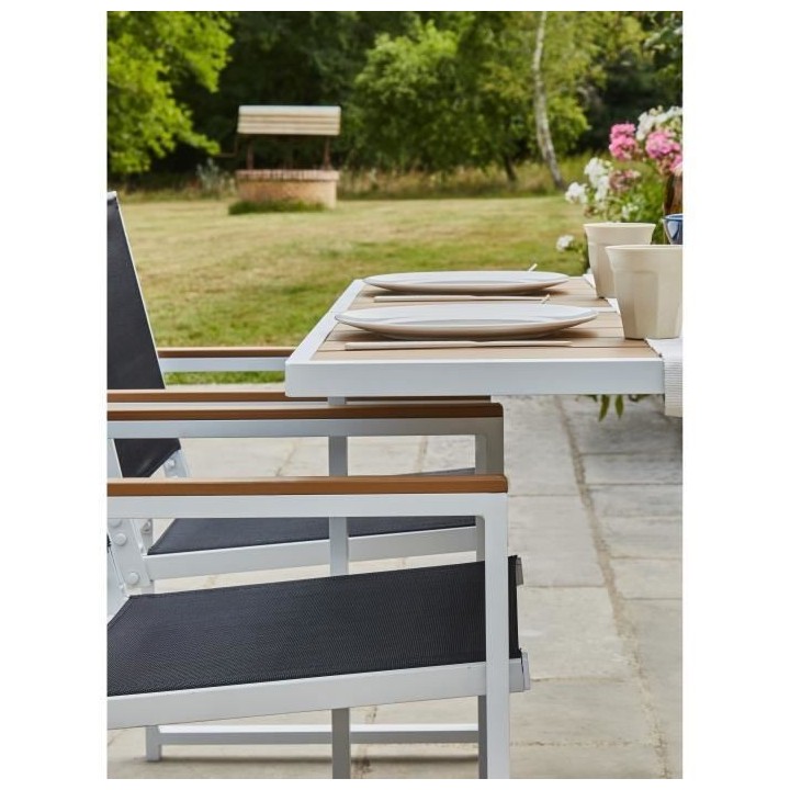 Ensemble repas je jardin 4 personnes - Table 110x110 cm - Aluminium et