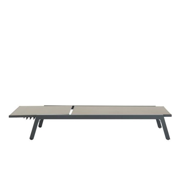 Lot de 2 bains de soleil avec roulettes - Dossier réglable - Beige