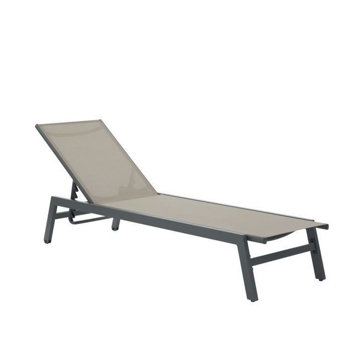 Lot de 2 bains de soleil avec roulettes - Dossier réglable - Beige