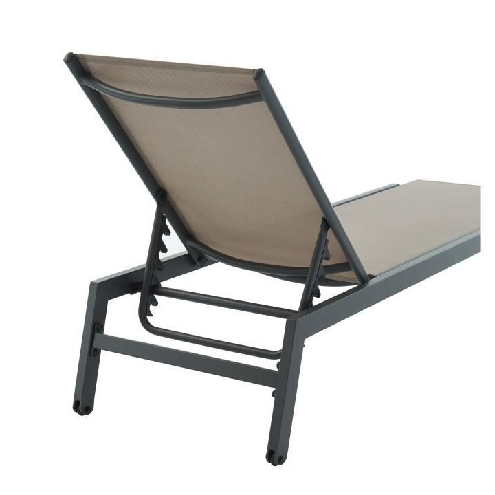 Lot de 2 bains de soleil avec roulettes - Dossier réglable - Beige