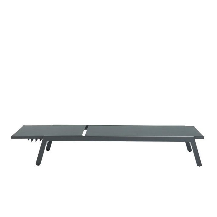 Lot de 2 bains de soleil avec roulettes - dossier réglable - Gris