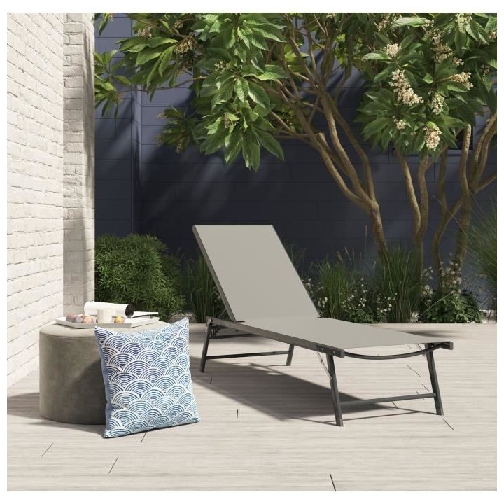 Lot de 2 bains de soleil pliants - dossier réglable - Beige