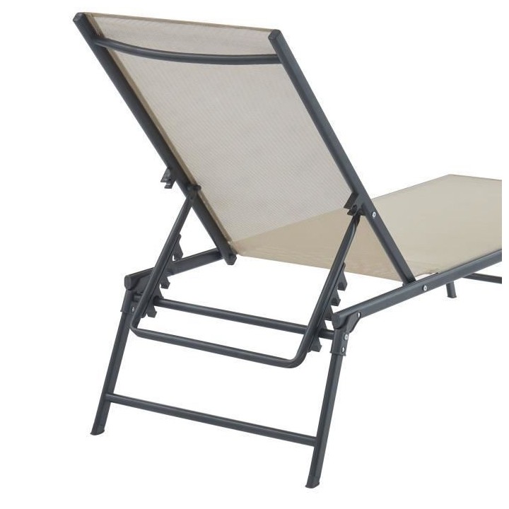 Lot de 2 bains de soleil pliants - dossier réglable - Beige