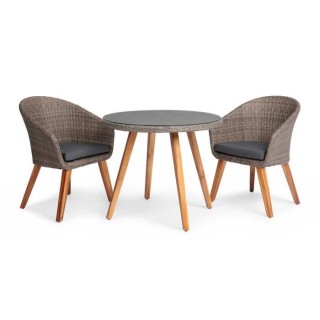 Ensemble repas de jardin 2 personnes - Table ronde Diam 90 cm en Acaci