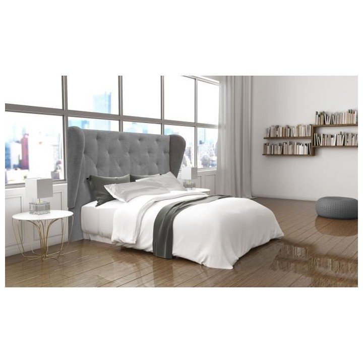 Tete de lit STELLA - Tissu gris - 200x150 cm