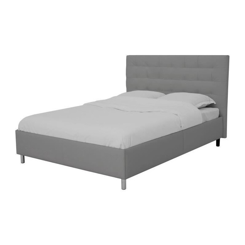 Lit adulte TYYLI 140 x 190 cm - Simili gris