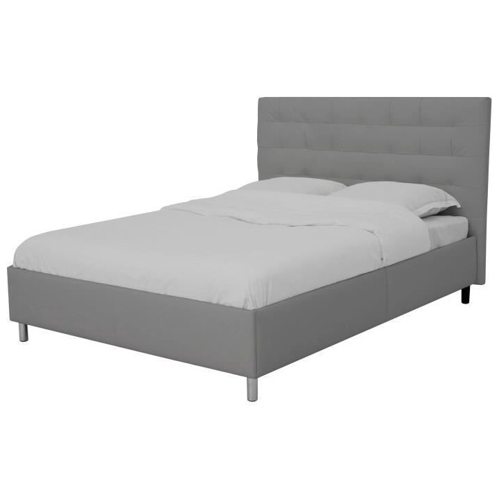 Lit adulte TYYLI 140 x 190 cm - Simili gris