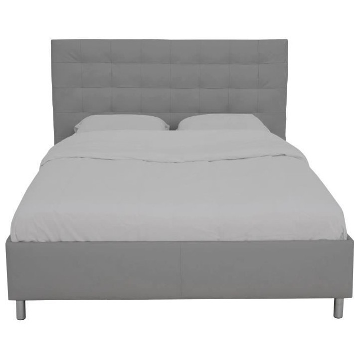 Lit adulte TYYLI 140 x 190 cm - Simili gris