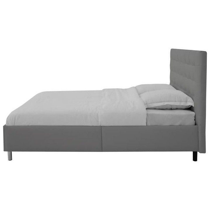 Lit adulte TYYLI 140 x 190 cm - Simili gris