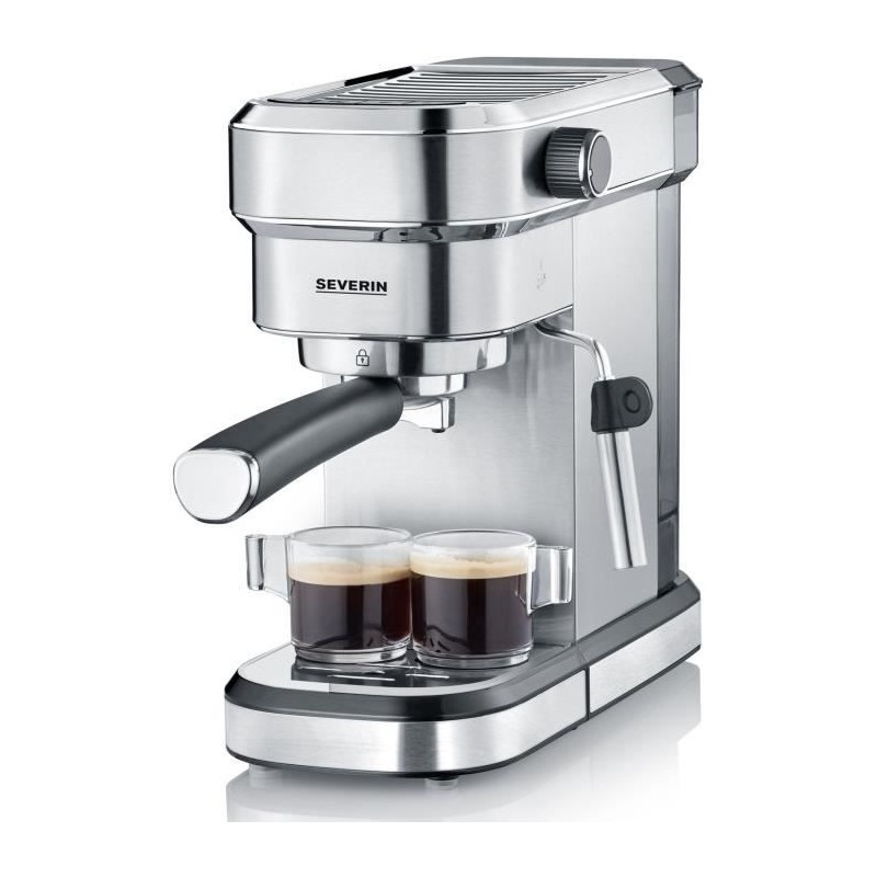 SEVERIN 5994 cafetiere Expresso Espresa - 1350W - 15 bars - 1,1L - chauffe rapide (40 sec.) inox brossé/noir