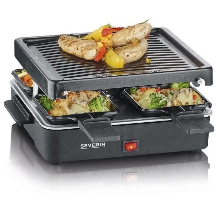 SEVERIN Raclette Gril 4 personnes compacte, facile a ranger, idéal po