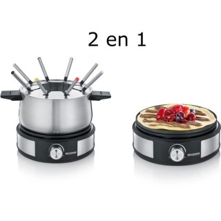 SEVERIN FO2471 - Fondue Crepiere 2en1 électrique - 8 pers. - 1500W -